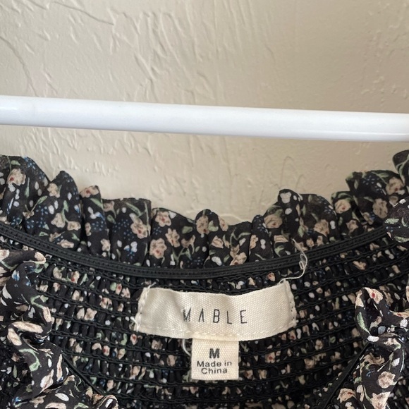 Mable- Off The Shoulder Ditsy Floral Puff Sleeve Dress - Picture 3 of 5